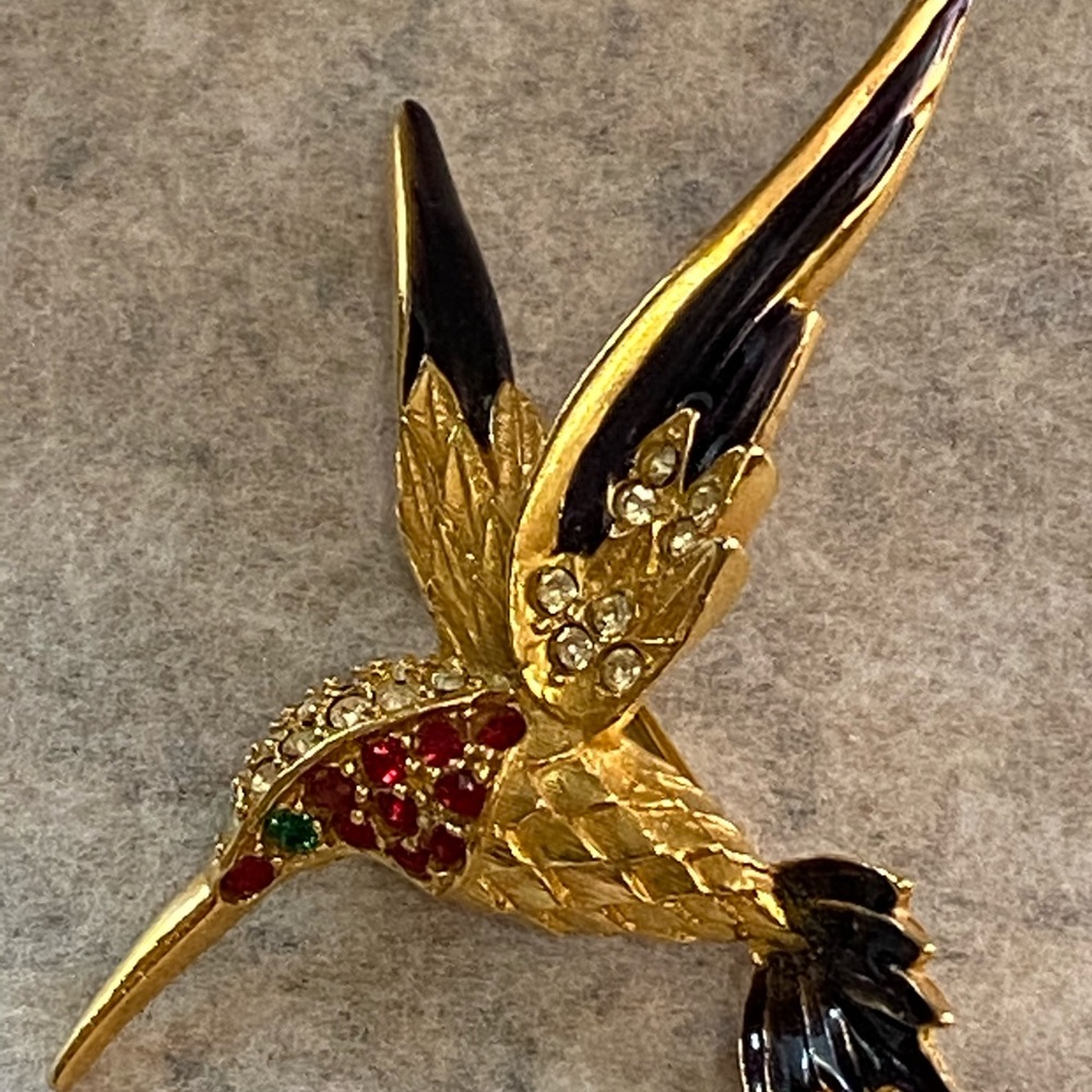 Vintage SPHINX Hummingbird Rhinestone Brooch